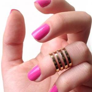 Love Double Knuckle Rings In Gold - Set Of 2