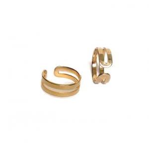 Love Double Knuckle Rings In Gold - Set Of 2