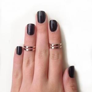 Love Double Knuckle Rings In Rose Gold - Set Of 2