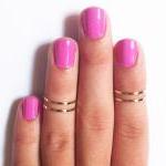 4 Thin Knuckle Rings - Gold Plated Thin Shiny..