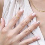 4 Thin Knuckle Rings - Gold Plated Thin Shiny..