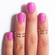 4 Above the Knuckle Rings - gold plated thin shiny bands - set of 4 stackable midi rings