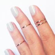 4 Above the Knuckle Rings - rose gold plated thin shiny bands - set of 4
