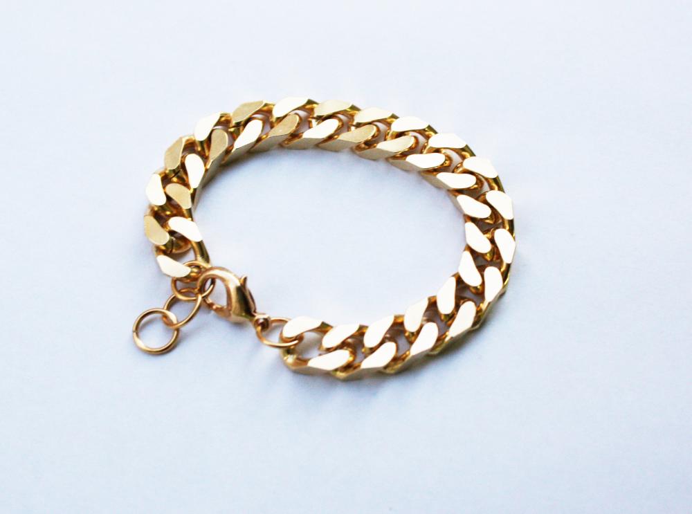 Gold Plated Link Chain Bracelet Gold Curb Chain Bracelet